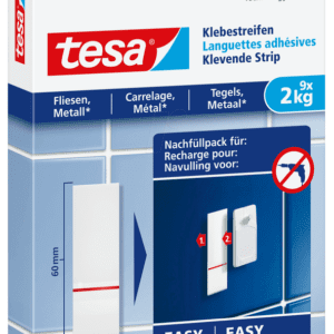 Languettes adhésives tesa Powerstrips pour carrelage et métal 2 kg - boite de 9 languettes