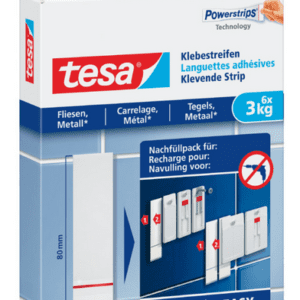 Languettes adhésives tesa Powerstrips pour carrelage et métal 3 kg - boite de 6 languettes