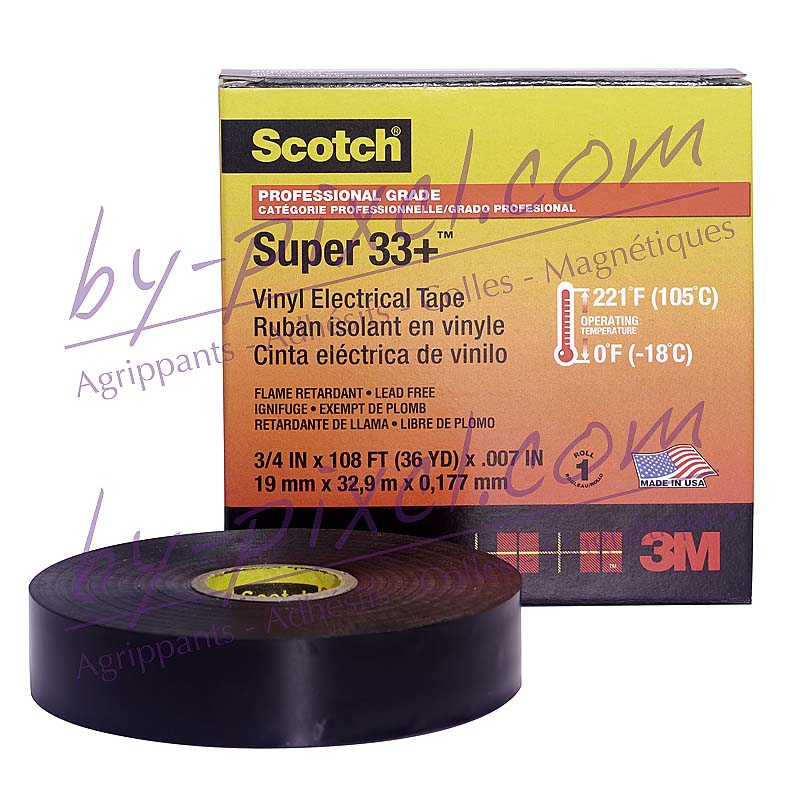 RUBAN ADHESIF ISOLANT VINYL SUPER33+ 33M X19MM - POLYDECOUPE