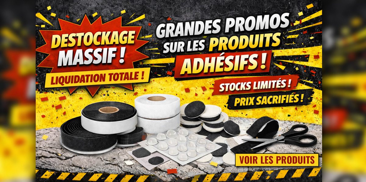 Déstockage adhésifs velcro tesa butées adhésives
