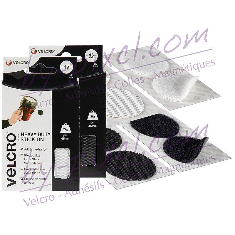 Pastilles velcro rondes adhésives - Colles tissu - 10 Doigts