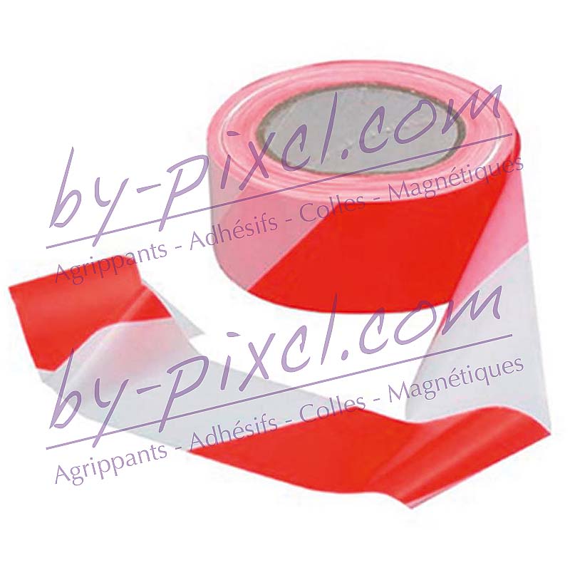 Rubalise blanc-rouge - 50mm x 100m - rouge-blanc - Carton de 36 - by-pixcl