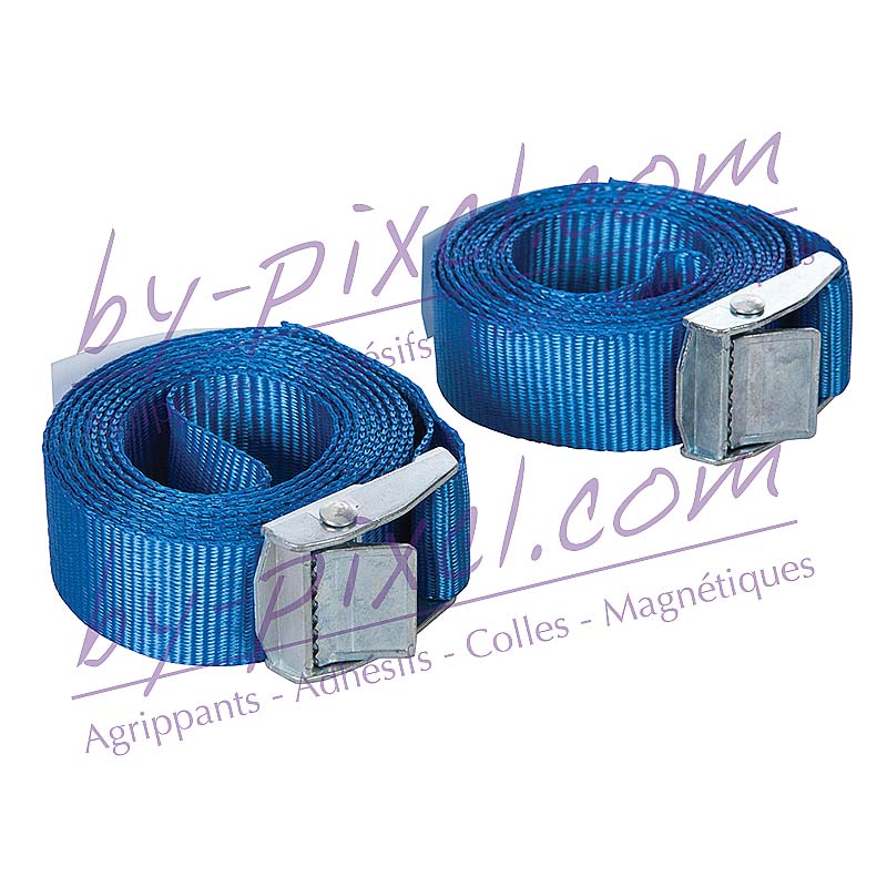 Sangles d'arrimage avec boucle à came (x2) - bleu - 25mm x 2,5m - by-pixcl