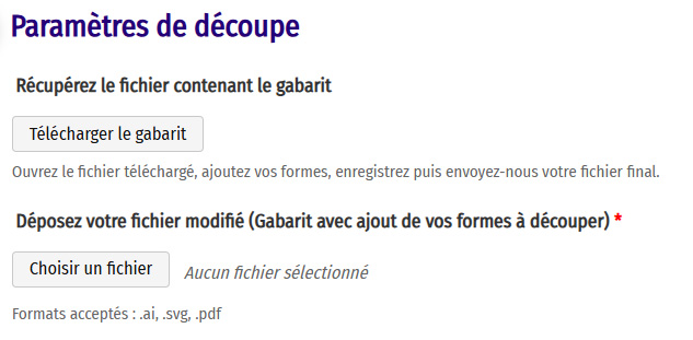 Gabarit de découpe 150x500