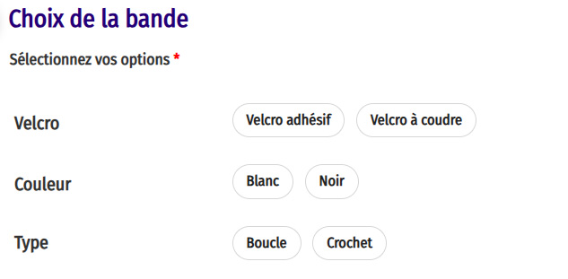 Choix des options de bande