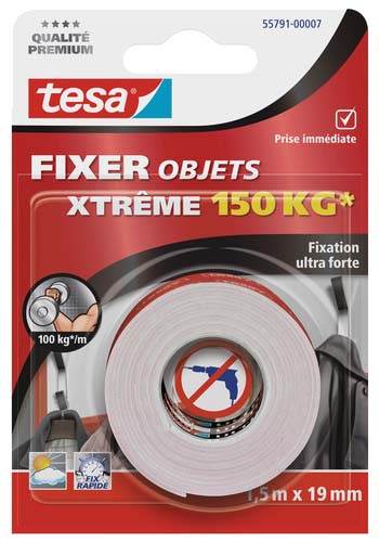 TESA - Adhésif double-face fixation ultra-forte 500kg 5m x 19mm