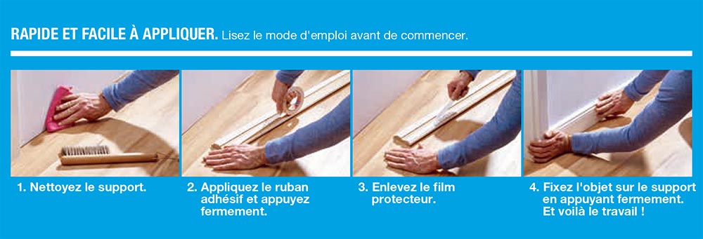 Etape par étape pour ruban double face fixation pour surfaces delicates