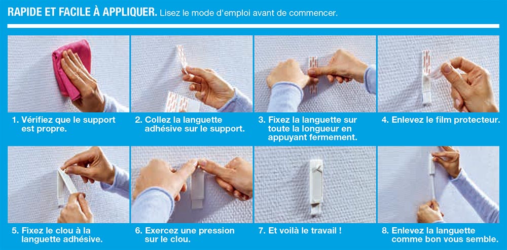 Etape par étape pour crochet tesa powerstrips double face fixation pour surfaces delicates