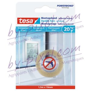 tesa-powerstrips-transparente-et-verre-double-face-de-fixation-1-5mx19mm