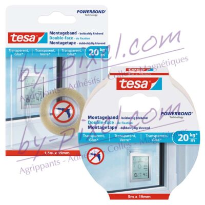 tesa-powerstrips-transparente-et-verre-double-face-de-fixation-gamme