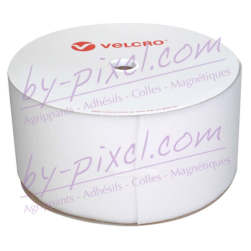 Velcro autocollant 20 mm Blanc velours - 25 m