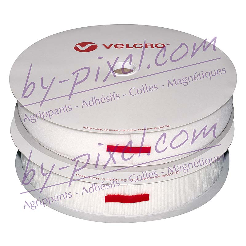 Velcro Scratch auto adhessif en 50 mm blanc, bande Scratch autocoll