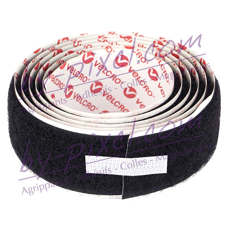 Velcro autocollant 20 mm Noir champignon - Au mètre