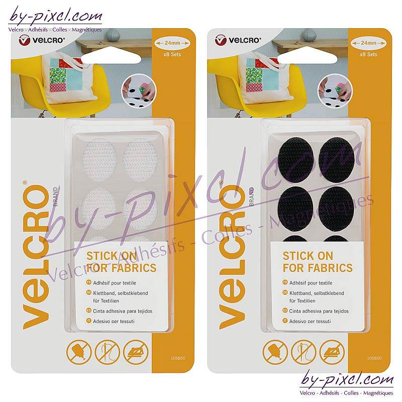 Pastilles velcro rondes adhésives - Colles tissu - 10 Doigts