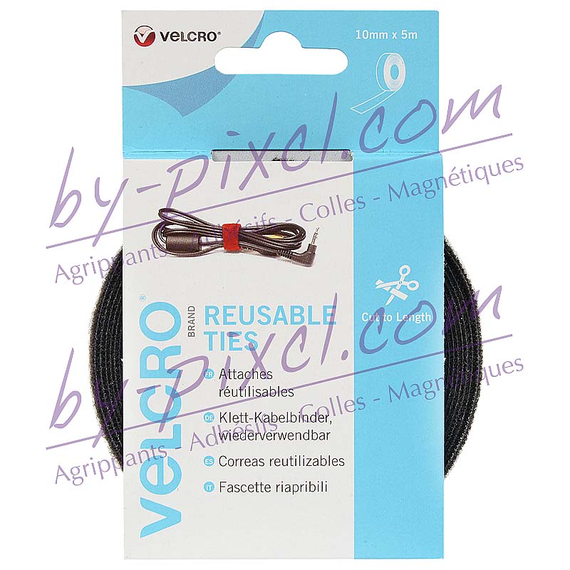 Le Rouleau de ruban Velcro Fixation Adhésive Noir