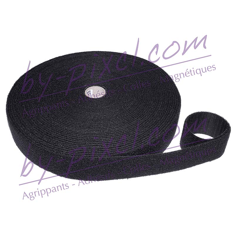 Bande velcro double face auto agrippante 3m x 25mm - noir