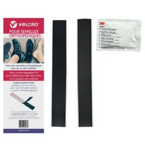 Velcro pour semelle orthopédique 25mm x 20cm - agrippant couple fin - noir