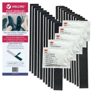 Velcro pour semelle orthopédique 25mm x 20cm x 10 - agrippant couple fin - noir