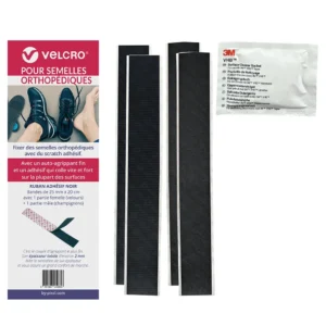 Velcro pour semelle orthopédique 25mm x 20cm x2 - agrippant couple fin - noir