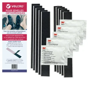 Velcro pour semelle orthopédique 25mm x 20cm x 5 - agrippant couple fin - noir